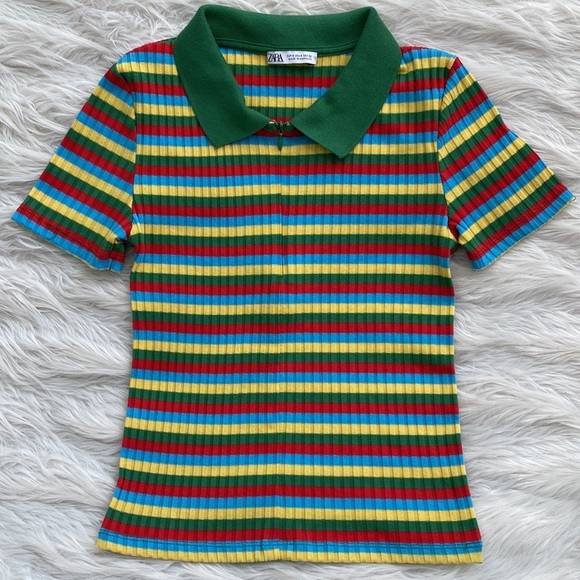 Zara | Multicolored Striped Ribbed Polo - Picture 3 of 13